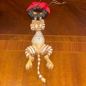 Kurt Adler Cat with Wreath Xmas Ornament